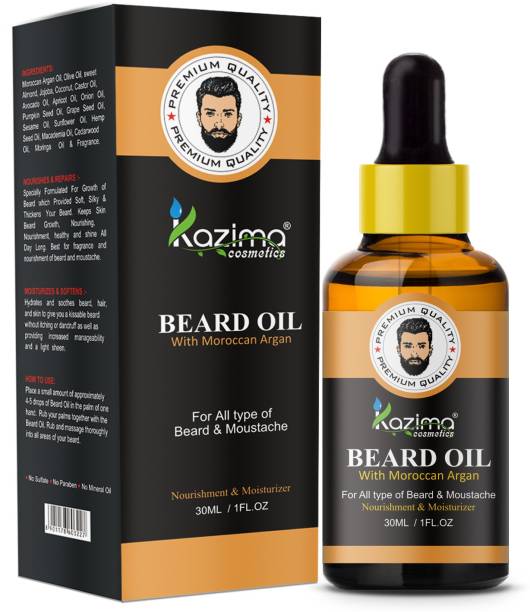KAZIMA Beard & Moustache Oil (30ml) - Ideal For Thick Soft And Healthy Hair growth Hair Oil