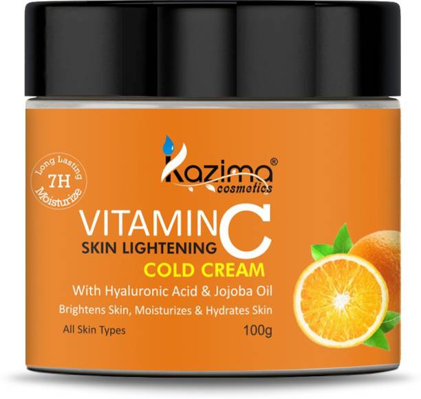 KAZIMA VITAMIN-C SKIN LIGHTENING COLD CREAM (100g) with Hyaluronic Acid & Jojoba Oil For Hydrates & Moisturizes Skin