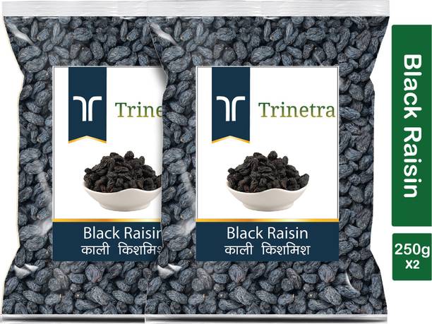 Trinetra Best Quality Kali Kishmish (Seedless Black Raisin)-250gm (Pack Of 2) Raisins
