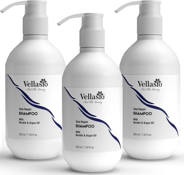 vellasio premium Total Hair Repair Shampoo with Keratin And Argan Oil  Hair fall control and hair growth shampoo large pack of 3