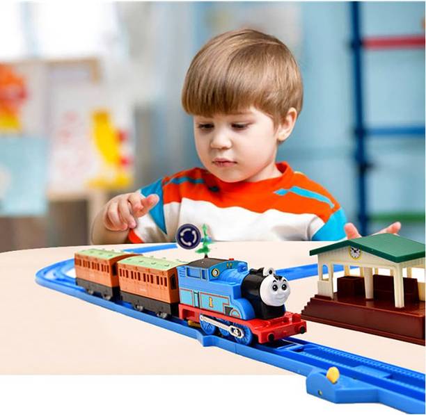 Kiditos Electric Engine Train Track Set - Coaches Platform & Bridge - Sound & Lights