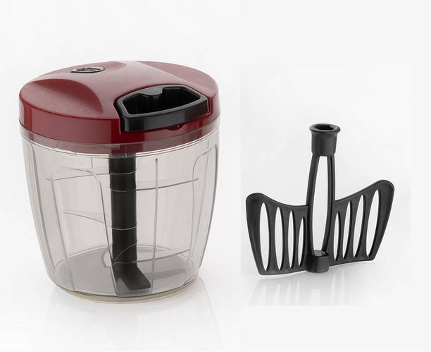GALOOF 2 IN 1 Premium Manual 1000 ml Vegetable & Fruits Chopper And Whisker For Whipped Cream And Curd With Cap Lock And Base Grip Vegetable & Fruit Chopper