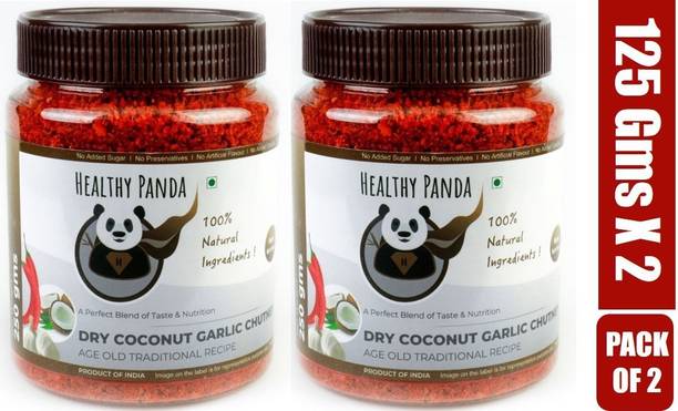 HEALTHY PANDA Dry Coconut Garlic Chutney also known as Khobra Lasun Chatni, Kobbari Chatani, Dry Nariyal Chutni (100% Natural & Healthy) - 125 Gram, Pack of 2 Chutney Powder