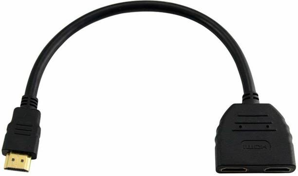 microware HDMI Cable 5 m Male to Dual Female Splitter Converter Adapter