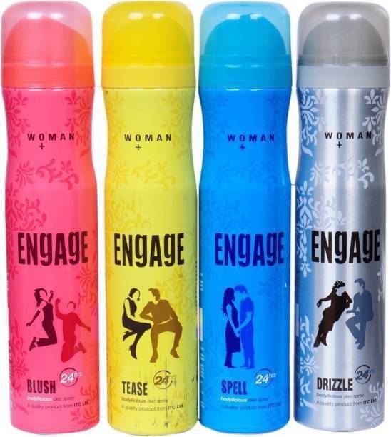 Engage BODY SPRAY COMBO SPELL,BLUSH,TEASE,DRIZZLE 150ML EACH Deodorant Spray  -  For Women
