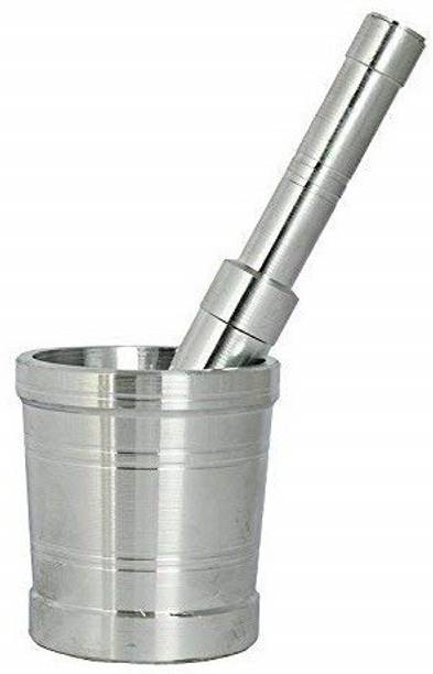 Redific Rajkot Model Mortar & Pestle Khal Batta Ohkli Khalbatta Spice Masher Mixer Grinder Set Crushing Grinding Medicine Grinder Set of 1 (Material: High Quality Virgin Aluminium)(Size: No 1) (Capacity: 300 ML) Aluminium Masher