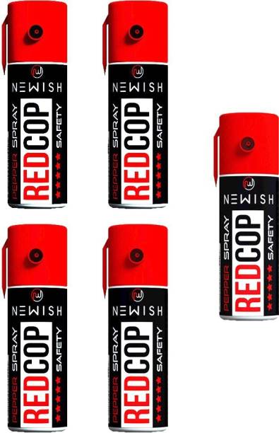 NEWISH - Metal Powerful Self-Defence For Women (35 ml |55 gm) (red, Pack Of 5) Pepper Stream Spray