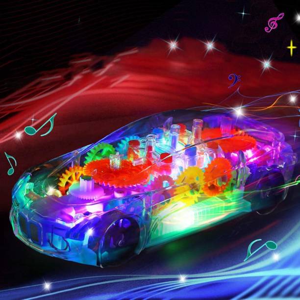 ZUNBELLA 3D Super Transparent Car 360 Mechanical Rotation with Sound &Light Toys for Kids