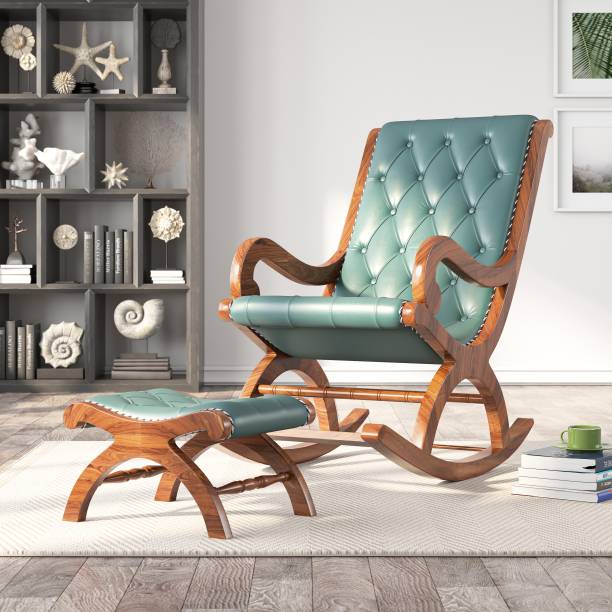 House of Pataudi Rosewood (Sheesham) Rocking Chair with Footrest and Cushion || Wood Rocking Chair for Living Room || Home Decor || Easy Chair || Modern Style Chair Solid Wood 1 Seater Rocking Chairs