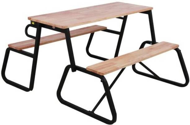 spacepanda Optimus Bench Convertible to Picnic Table in Solid Wood and Metal Frame, 4 Seater Folding Bench for Outdoor, Garden, Patio, Lawn, Porch in (Brown) Solid Wood 4 Seater