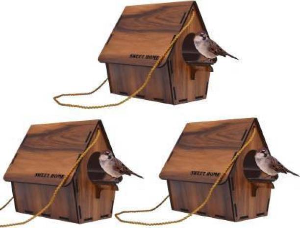 Zooglu Bird House or Bird Nest Box 3 Piece Bird House (Pack Of 3) Bird House