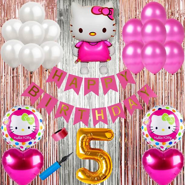 Shopperskart 5th/Fifth Happy birthday Hello Kitty theme Combo Pack kit for party decorations