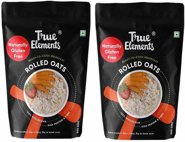 True Elements Rolled Oats, Rich source of Fibre and protein breakfast oats for weight loss Pouch