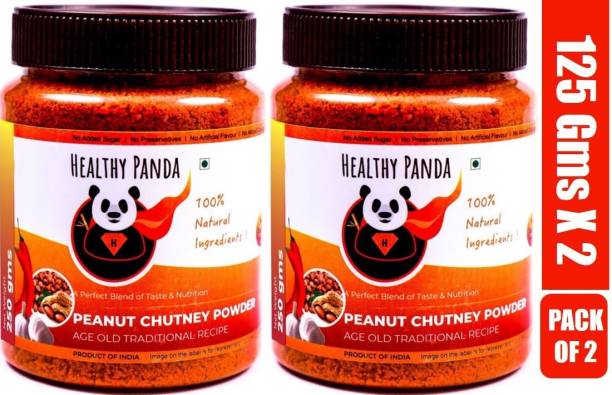 HEALTHY PANDA Peanut Garlic Chutney Powder or Groundnut Chutni Powder also famously known as Shenga Chatni in Uttar Karnataka (100% Natural & Healthy) - 125 Gram, Pack of 2 Chutney Powder