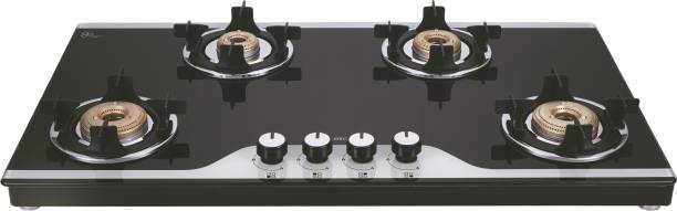 Elica Slimmest 904 CT VETRO 2J (TKN CROWN DT AI) with Drip Tray & Forged Brass Burner Glass Automatic Gas Stove