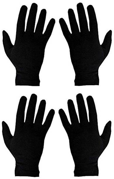 HF LUMEN Unisex Skin Black Half Cotton Gloves With Fingure Riding Gloves