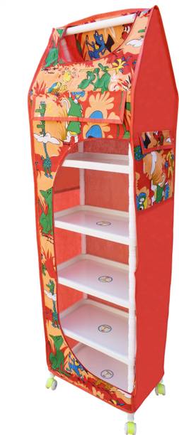 LOOKNSNAP Baby 6 Shelve Unbreakable Material PVC Collapsible Wardrobe