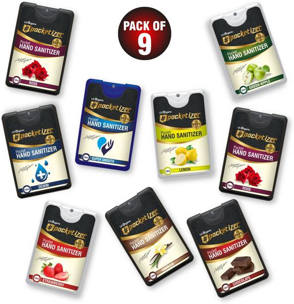 LA Organo Pocket Sanitizer Travel Friendly 70% IP Alchohol, Kills 99.99% Harmful Germs  Spray, 18 ML Each Hand Sanitizer Bottle