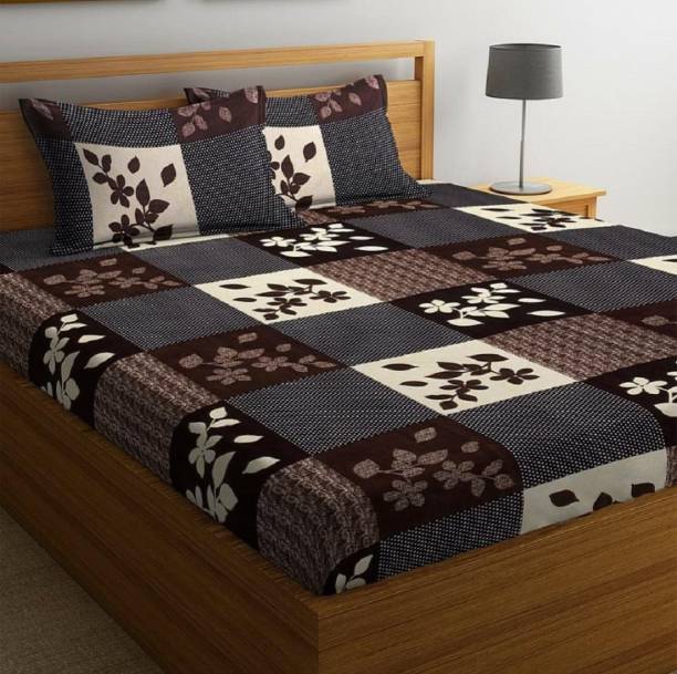 VAS COLLECTIONS 144 TC Microfiber Double Abstract Bedsheet