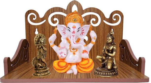 Rudrax Wooden Singhasan Temple for God, Laddu Gopal Sinhasan for Pooja Mandir, Singhasan for Diwali, Durga Pooja, Navratri, Ganesh Chaturthi - Multicolor (8 * 8 * 12 Inch) Engineered Wood Home Temple  (Height: 20.32 cm) Engineered Wood Home Temple