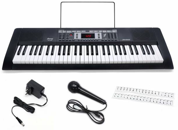 Juarez Octave JRK662 61-Key Electronic Keyboard Piano with LED Display | Adapter | Key Note Stickers | Mic |Music Sheet Stand | 300 Rhythms | 300 Timbres | 50 Demos | Professional Teaching Function Digital Portable Keyboard