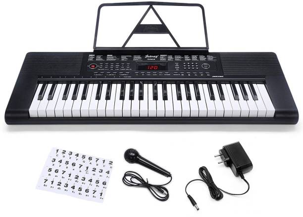 Juarez Octave JRK490 49-Key Portable Electronic Teaching Keyboard Piano with LED Display|Adapter | Key Note Stickers|Mic|Music Sheet Stand |200 Rhythms |200 Timbres|50 Demos|USB Output|49 Percussions Digital Portable Keyboard
