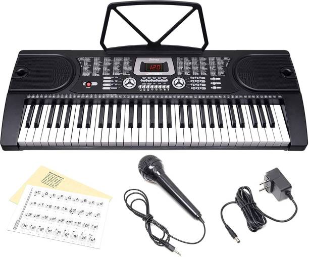Juarez Octave JRK661 61-Key Electronic Keyboard Piano with LED Display | Adapter | Key Note Stickers | Mic |Music Sheet Stand | 255 Rhythms | 255 Timbres | 24 Demos | 8 Percussions Digital Portable Keyboard