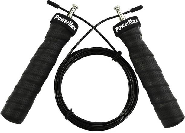 Powermax Fitness JS-3 (Black) Exercise Speed Jump Rope With Adjustable Cable Ball Bearing Skipping Rope