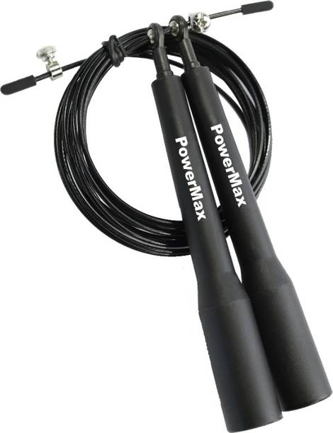 Powermax Fitness JP-5 (Black) Exercise Speed Jump Rope With Adjustable Cable स्किपिंग रोप