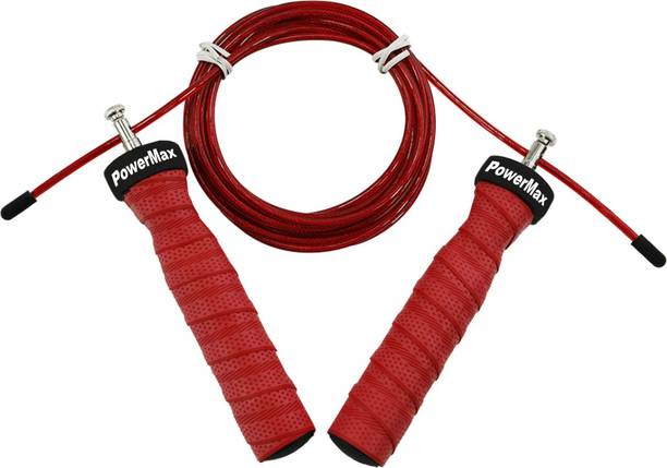 Powermax Fitness JS-3 (Red) Exercise Speed Jump Rope With Adjustable Cable Ball Bearing Skipping Rope