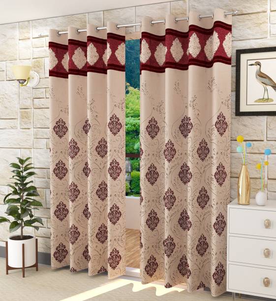 EISMOURAH 150 cm (5 ft) Jacquard Room Darkening Window Curtain (Pack Of 2)