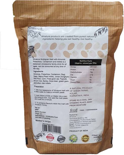 wnature Organic Multigrain Malt -100% Pure & Natural Nutrition Drink