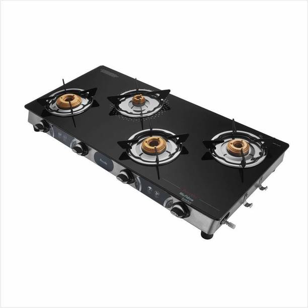 Preethi Jumbo-Maxx 4-Burner Glass Manual Gas Stove