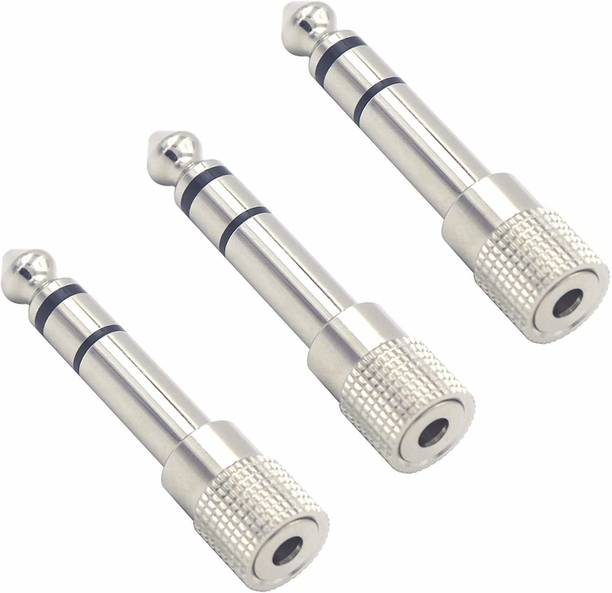 LipiWorld 6.35MM Male to 3.5MM Female Stereo Audio Headphone Jack Adapter Converter (Pack of 3 Silver) 6.35MM Male to 3.5MM Female Stereo Audio Headphone Jack