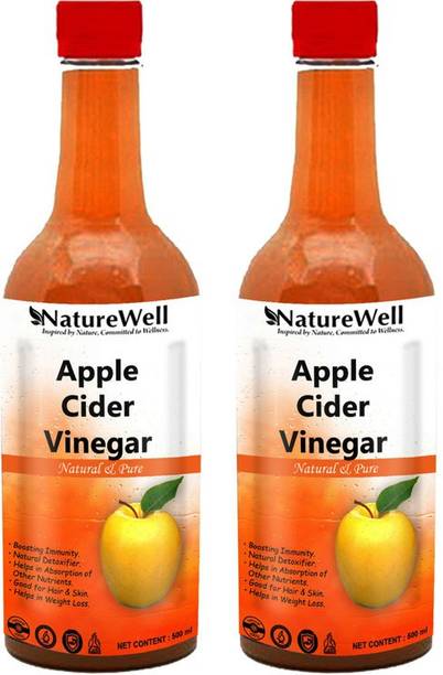 Naturewell Organic Apple Cider Vinegar with Mother for Weight Loss Vinegar (500X2 M L) Vinegar