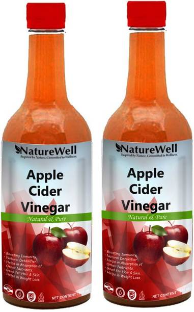 Naturewell Organics Raw Apple Cider Vinegar with Mother for Weight Loss Vinegar (500MLX2/REGE)Premium Vinegar