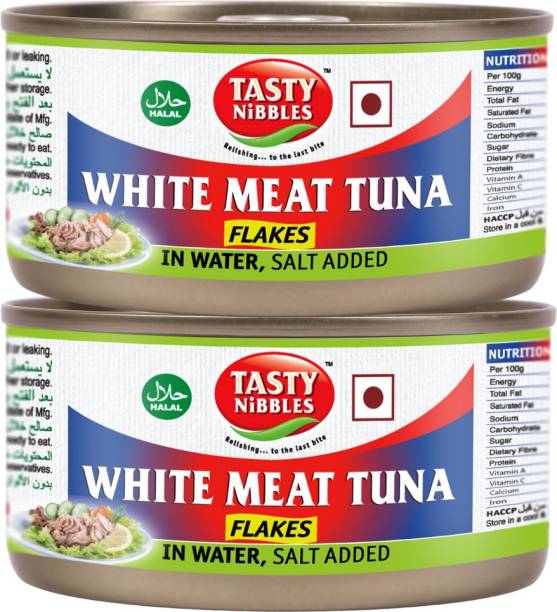 Tasty Nibbles White Meat Tuna Flakes in Water, Salt Added, 185g x 2 Sea Foods