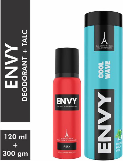 Envy Fiery Deo 120 Ml & Cool Wave Talc 300 gm Deodorant Spray  -  For Men & Women