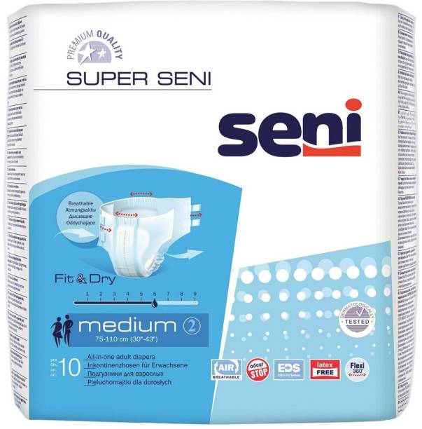 Seni SUPER BREATHABLE ADULT DIAPERS MEDIUM Adult Diapers - M
