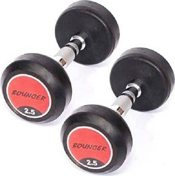 Kasim Sports Set of 2.5KG X 2 Hi-Quality Rubber Professional Bouncer Dumbbells Fixed Weight Dumbbell