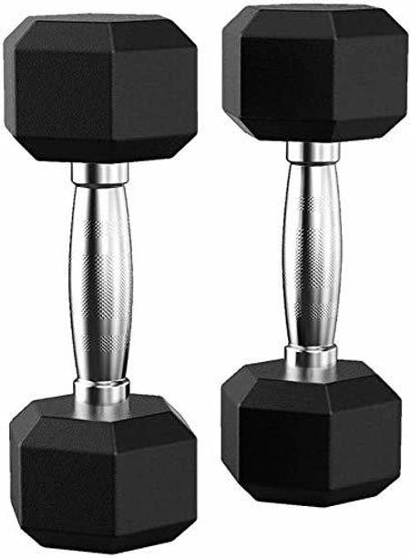 LCARNO Rubber Coated Professional Hexa Dumbbells Pack of 2 Fixed Weight Dumbbell Fixed Weight Dumbbell