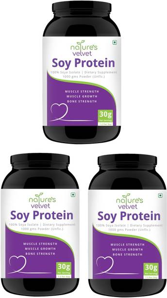 Natures Velvet Lifecare Soy Protein, Vegetarian and Natural, 1000 gms - Pack of 3 Plant-Based Protein