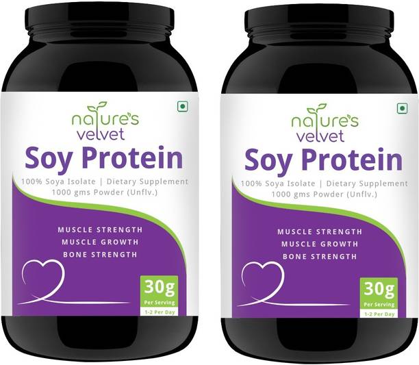 Natures Velvet Lifecare Soy Protein, Vegetarian and Natural, 1000 gms - Pack of 2 Plant-Based Protein