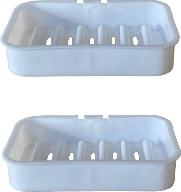 DITCAFOS Plastic Soap Box Magic Sticker Series Self Adhesive Soap Holder Wall Mounted Shower Soap Stand for Bathroom and Kitchen ( SOAP STAND 2 PCS SET )