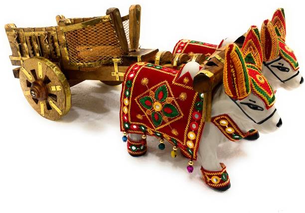 navrang Wooden Bullock Cart Decorative Showpiece Gift For Home Decorative Showpiece  -  18 cm