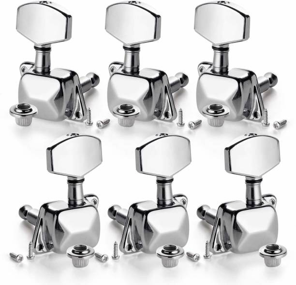 AMG Music Guitar Tuning Pegs Chrome Manual Analog Tuner 3 Left 3 Right Guitar Machine Heads Knobs With Strap Button Locks Guitar Keys 3R+3L For Acoustic Guitar Chrome Manual Analog Tuner (Chromatic: Yes, Silver) Automatic Analog Tuner