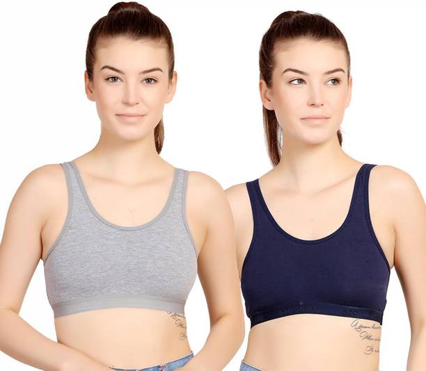 STOGBULL Cotton Lycra Sports Bra Combo pack of 2 for Gym Yoga Exercise Running Workout Women Sports Non Padded Bra