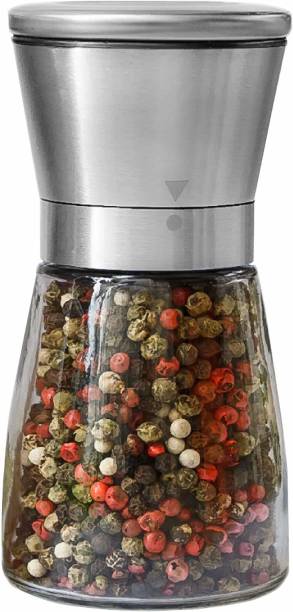 Baskety Stainless Steel Salt or Pepper Grinder, Small Pack of 1 Glass Squeeze Mill
