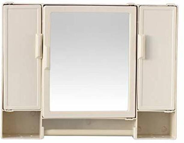 Riya enterprises Double Door Multi-Purpose Bathroom Cabinet L14, Width 4 inch, Height 18 inch Plastic Wall Shelf