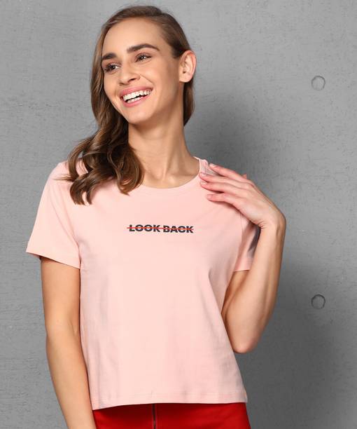 METRONAUT By Flipkart Printed Women Round Neck Cotton Blend Pink T-Shirt